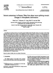 thumnail for Lev_Hilst_Long_2006_Seismic_anisotropy_in_Eastern_Tibet_from_shear_wave_splitting_reveals_changes_in_lithospheric_deformation.pdf