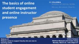 Webinar #1: The basics of online student engagement and online instructor presence (Adobe ...