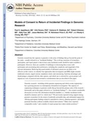 thumnail for Klitlzman_Models of Consent to Return of IFis in Genomic Research.pdf