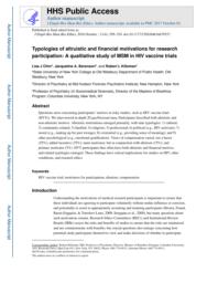 thumnail for Klitzman_Typologies of altruistic and financial motivations for research participation.pdf