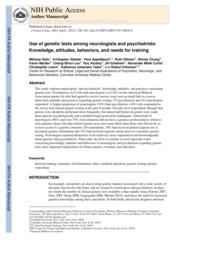 thumnail for Klitzman_Use of Genetic Tests Among Neurologists and Psychiatrists.pdf