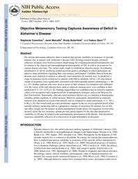 thumnail for Cosentino et al. - 2007 - Objective Metamemory Testing Captures Awareness of.pdf