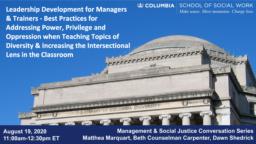 thumnail for Management & Social Justice Conversation Series_Marquart_Counselman Carpenter_Shedrick_8-19-20.pdf