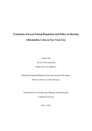 thumnail for Du_2022_Evaluation of Local Zoning Regulation and Policy on Housing Affordability.pdf