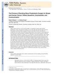 thumnail for Klitzman_The Process of Deciding About Prophylactic Surgery for Breast and Ovarian Cancer.pdf
