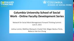 thumnail for CSSW Online Faculty Development Series_Poster for NSWM 2021_Levine Marquart Folk Florio Chung.pdf