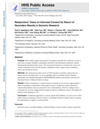 thumnail for Klitzman_Researchers_ Views on Informed Consent for Return of Secondary Results in Genomic Research.pdf