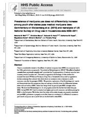 thumnail for Wall_Prevalence of marijuana use does not differentially increase among youth after states pass medical marijuana laws Commentary on and reanalysis of US National Survey on Drug Use in Households dat.pdf