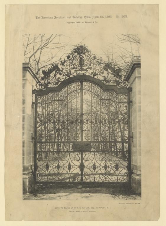 Gate to Place of H. A. C. Taylor, Esq., Newport, R. I. McKim, Mead & White, Architects