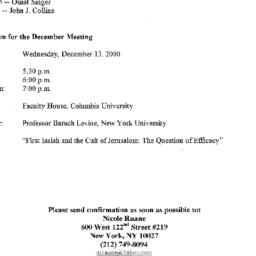 Announcements, 2000-12-13. ...