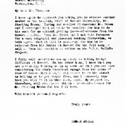 Letter from Gunnar Myrdal t...
