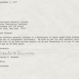 Letter from Charles W. Dewe...