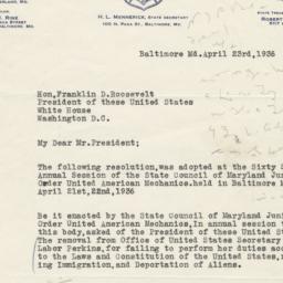 Letter from H. L. Mennerick...