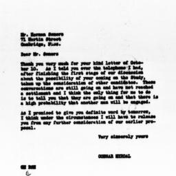 Letter from Gunnar Myrdal t...