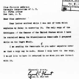 Letter from Lyonel C. Flora...