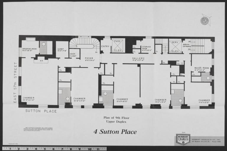 4 Sutton Place, Plan Of 9th Floor Upper Duplex The New