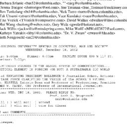 Announcements, 2002-12-18. ...