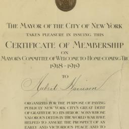 Certificate of Membership, ...