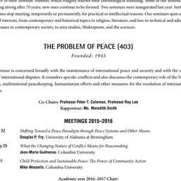 Schedules, Problem of Peace...