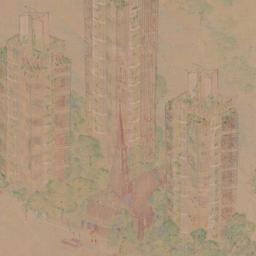 Three towers aerial view