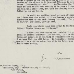 Letter from A.J. Hopkinson ...