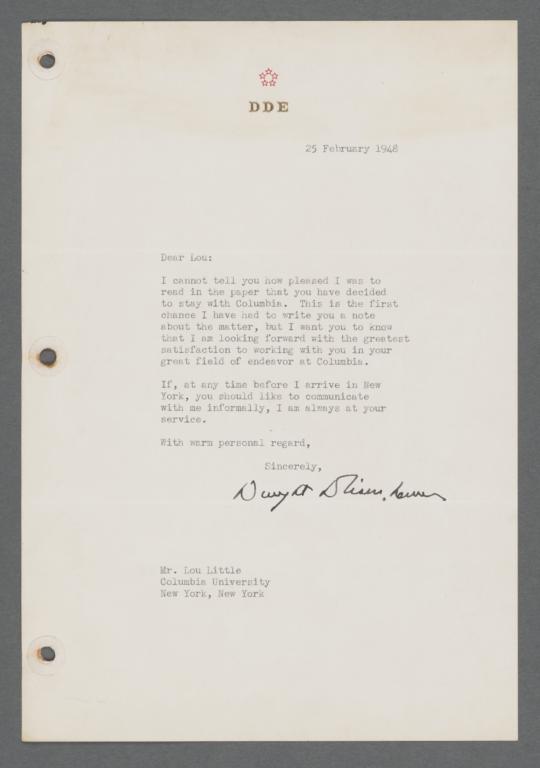 Letter from Dwight D. Eisenhower to Lou Little