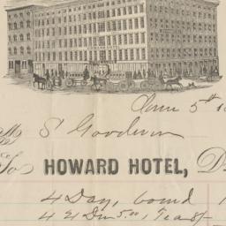 Howard Hotel. Bill or receipt