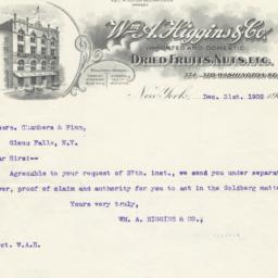 Wm A. Higgins & Co. Letter