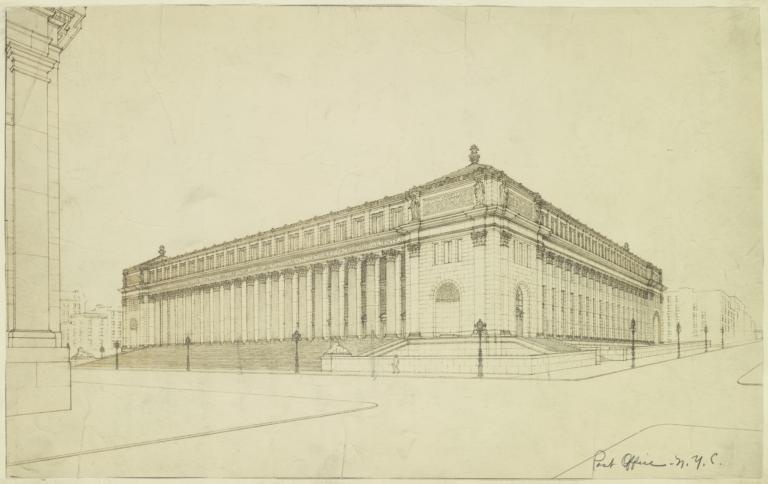 Post Office, N. Y. C. [United States Post Office Building, New York, N. Y. Perspective]
