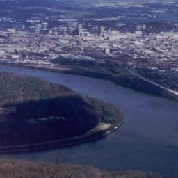 Aerial view, bend in river.
