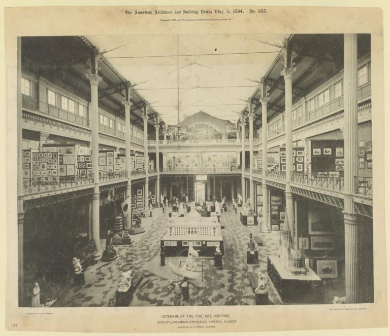 Interior of the Fine Art Building. World's Columbian Exhibition, Chicago, Illinois. Charles B. Atwood, Architect