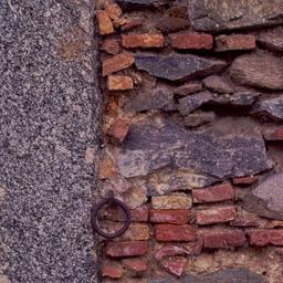 Brick and stone wall, detail.