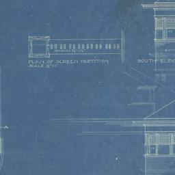 Plan, two elevations, secti...