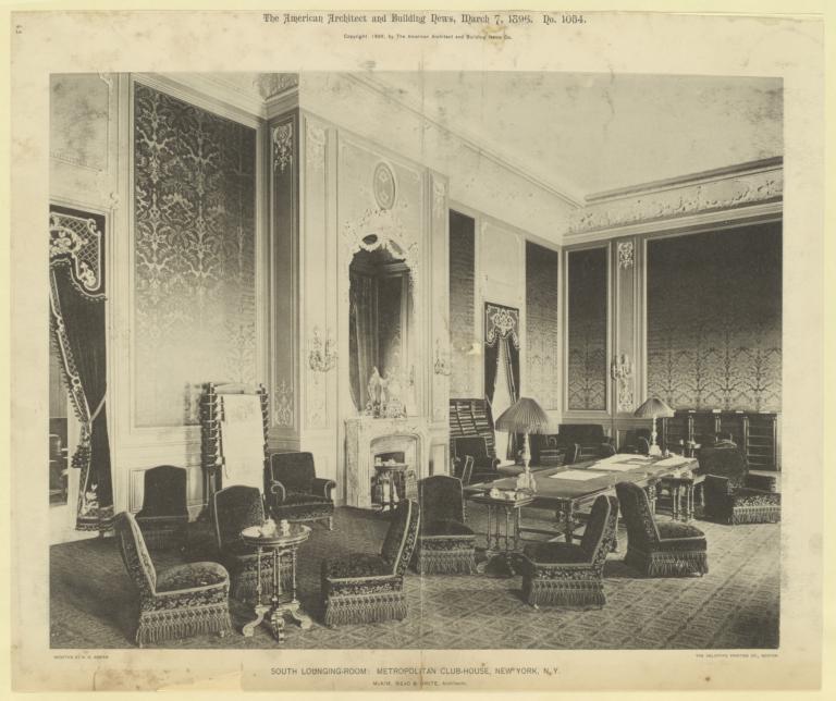 South Lounging-room: Metropolitan Club-House, New York, N. Y. McKim, Mead & White, Architects
