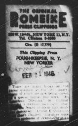 Article mentioning AN AMERICAN DILEMMA, THE POUGHKEEPSIE NEW YORKER, February 21, 1946