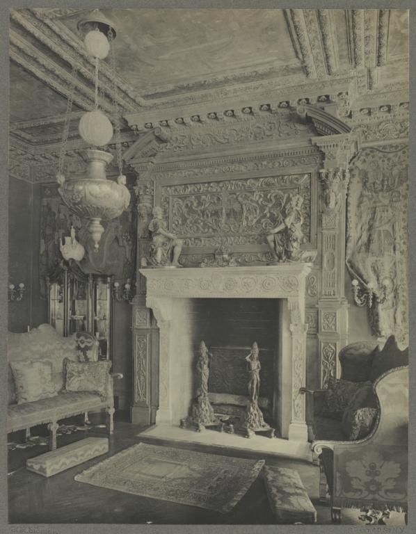 Drawing room, detail of mantel on East end