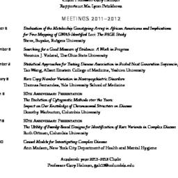 Schedules, Genetic Epidemio...