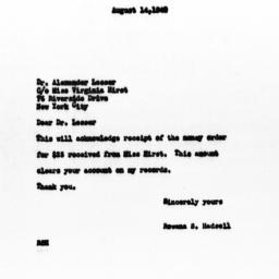 Letter from Rowena S. Hadse...