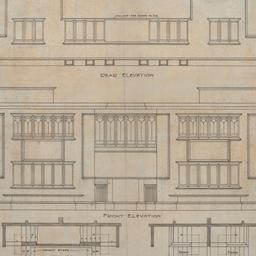 Rear, front elevations, sta...