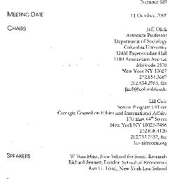 Minutes, 2001-10-11. Memory...