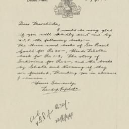Letter from Kashopa, Lhasa ...
