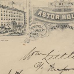 Astor House. Envelope