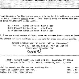 Announcements, 1992-10-22. ...