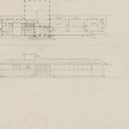 First floor plan, front ele...