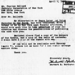 Letter from Herbert R. Nort...