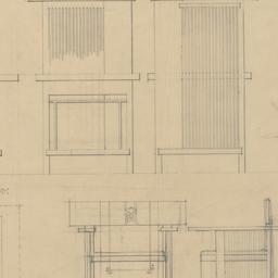 Writing table, chair plan, ...