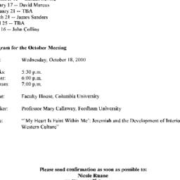 Announcements, 2000-10-18. ...