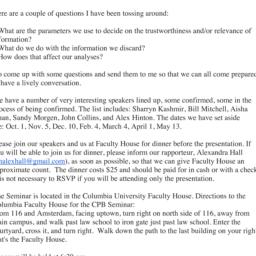 Announcements, 2012-10-01. ...