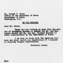 Letter from Charles Dollard...