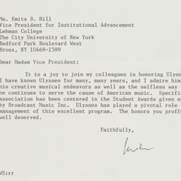 Letter from William Schuman...